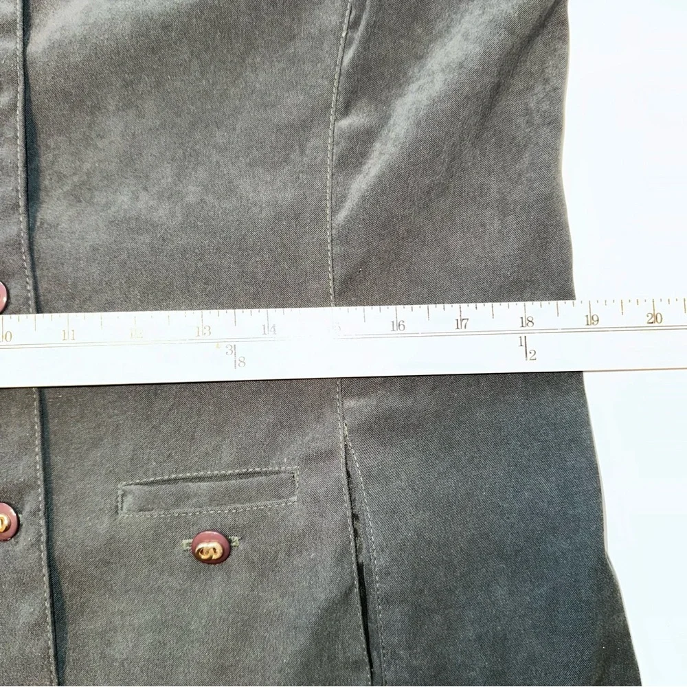 Vintage Maren Blazer Jacket Sz 8‎ Olive Green Faux Suede Button Front Old Money